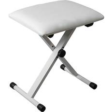 Tlily White Piano Keyboard Bench Adjustable Folding Leather Piano Seat Chair Pouf Ottoman Stool X Frame Piano Music Bench