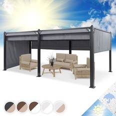 Métal Pavillons et Accessoires Blumfeldt Pergola Aluminium 3x4 m - Gris