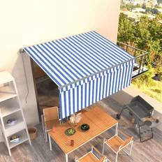 White Patio Awnings vidaXL Manual Retractable Awning with Blind 3.5x2.5m Awning
