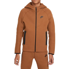 Zip Tops Nike Big Kid's Sportswear Tech Fleece Full Zip Hoodie - Light British Tan/Black/Black (FD3285-281)