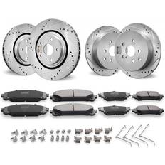 Brake System VEVOR Drilled Slotted Front&Rear Brake Rotors Pads