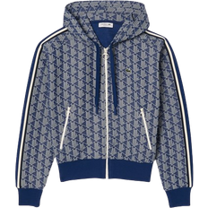 Lacoste Jacquard Monogram Hoodie - Navy Blue/White