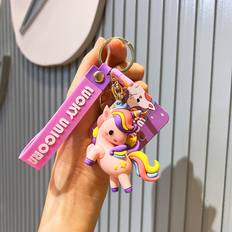 Wallets & Key Holders Dinamr Pink Cute Cartoon Keychain Creative Backpack Ornament Doll Key Chain