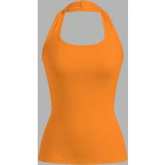 Shein Orangefarbenes, eng anliegendes, lässiges Neckholder-Tank Top für Damen, geeignet für den Sommer