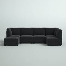 Black - U-Sofas Mercury Row Black Sectional Roeder Sofa 120" 6 Seater