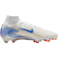 Laced - Women Soccer Shoes Nike Mercurial Superfly 10 Elite Blueprint FG High Top - White/Racer Blue