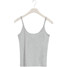 Bomull - M Singleter Gina Tricot Basic Strap Singlet - Gray Melange