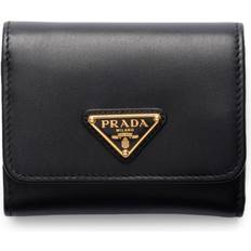 Prada Small Leather Triangle Wallet - black