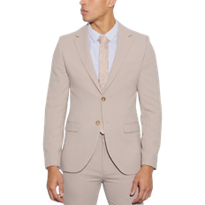 Men - Slim Blazers boohooMAN Jersey Skinny Single Breasted Suit Jacket - Beige