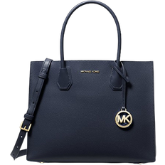 Michael Kors Blauw Handtassen Michael Kors Mercer Large Pebbled Leather Accordion Tote Bag - Navy