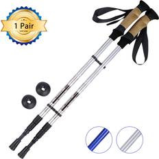 Silver Trekking Poles Costway Hiking Pole Adjustable 65-135 cm-Silver