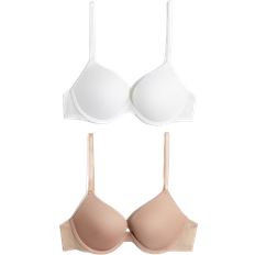 Damen - Mehrfarbig BHs H&M Micro Push Up Bra 2-pack - Powder Beige/White