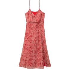 Reiss Olivia Printed Belted Midi Dress - Red