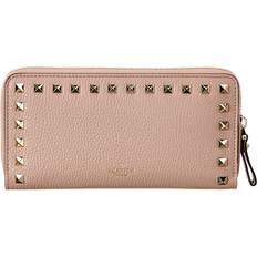 Valentino Wallets Valentino Rockstud Grainy Leather Zip Around Wallet - Pink NoSize