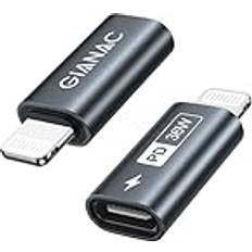 Gianac USB C till Lightning-adapter 2 stycken USB C till Lightning-adapter 36 W snabbladdning, Lightning USB C-adapter för iPhone 14 13 12 11 Pro Max, iPad Pro/Air 5/Mini 6, iPod