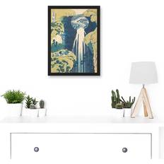 Union Rustic Hokusai Amida Falls Kisokaido Road Japanese Waterfall Painting Print A4 Framed Art