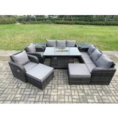 Rattan Patio Dining Sets Fimous Rattan Gas Fire Pit Patio Dining Set
