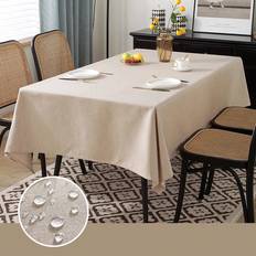 Shein pc Solid Color Cotton Linen Waterproof Oilproof Rectangular Cover Household Wedding Tablecloth Beige (61x61cm)