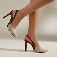 Women Heels & Pumps Shein Womens New Sexy Comfy Work Outfit Simple Color Block Pointed Toe Stiletto High Heel Pumps