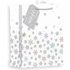 White Gift Bags Anker White & Silver Snowflake Christmas Gift Bag Extra Large