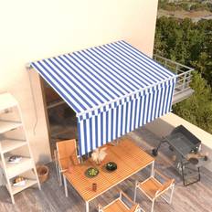 White Patio Awnings vidaXL Manual Retractable Awning with Blind 3.5x2.5m Awning