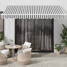 White Patio Awnings vidaXL Manual Retractable Awning With Led 350 x 250 cm