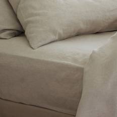 Piglet Oatmeal Linen Blend Fitted Emperor Bed Sheet Beige
