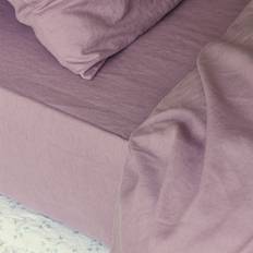 Piglet Elderberry Linen Blend Fitted Emperor Bed Sheet Purple