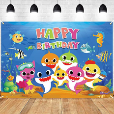 Shein pc cm Shark Themed Birthday Background Newborn Baby Shower Ocean Photography Backdrop Decor