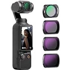 Magnetisk ND & CPL-filtersats kompatibel med DJI OSMO Pocket 3, 4-pack ND16 ND64 ND256 CPL polariserande och neutrala densitetsfilter, flerbelagt HD-optiskt glas/ultratunn aluminiumram