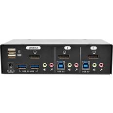 KVM Switches Tripp Lite 2-port displayport kvm switch w/audio, cables and usb 3.0 superspeed Black