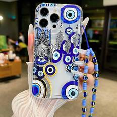 Shein Blue Evil Eye Airbag Shockproof Phone Case With Lanyard Compatible With IPhone XR ProMax Samsung Galaxy S S S Ultra S S S Ultra S Ultra S S S S F