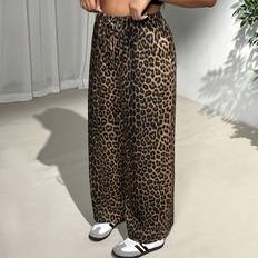 Shein Pants Shein Plus Women Fashionable Leopard Printed Wide Leg Pants