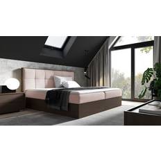 Rangement Intégré Ensembles de Lit Boxspringbett Bett Thanos 120x200 cm Dunkel Eiche Stoff Altrosa