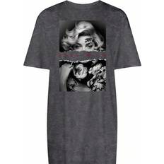 Shein Summer Casual Womens Floral Portrait Pattern Loose Crew Neck Short Sleeve Mini Dress