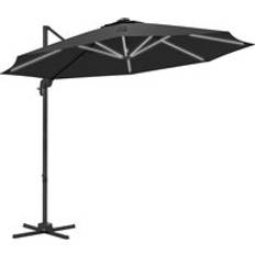 OutSunny 3m Solar led Cantilever Parasol Adjustable Garden Umbrella Dark