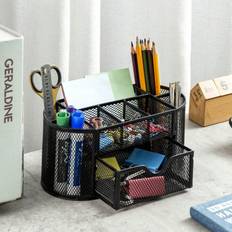 Desktop Organizers Shein Metal Black Mesh Desk Organizer With Drawer And