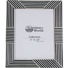 MDF Photo Frames Romimex White Black Resin Photo Frame