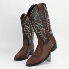 Shein Men Pointed Toe Vintage Embroidered High Top Boots, Fashionable Desert Western Boots