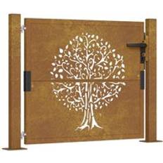 Clôtures vente vidaXL Portail De Jardin 105x80 cm Acier Corten Conception L'Arbre