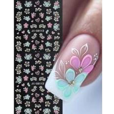 Shein 5D Colorful Flowers Nail Stickers Butterfly Nail