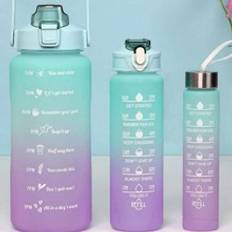 Shein 1pc 2L or 750ml or 300ml large capacity pink gradient PC water bottle, sports and fitness portable straw cup, for home and travel outdoor use