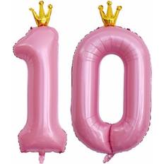 Birthdays Latex Balloons 40 inch number 10 balloons pink 10th birthday decorations for girls 10th birt. 0.09 Pounds