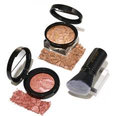 Laura Geller Baked Balance-N-Glow Illuminating Powder Foundation - Medium Retractable Kabuki Brush Blush-N-Brighten - Pink Grapefruit