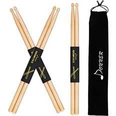 Donner Drum Sticks, 3 Pairs 5A Drumsticks Classic Maple Wood Snare Drumsticks With Carrying Bag