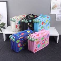 Multifärgade Penn-& Prylställ Shein 1pc Cartoon Animal Shaped 3-Layer Pencil Case, Owl Shaped Portable Pencil Box, Foldable 52-Slot Pencil