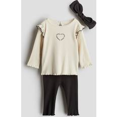 H&M Baby Grå 3-delat set ribbad bomull 2-3Y