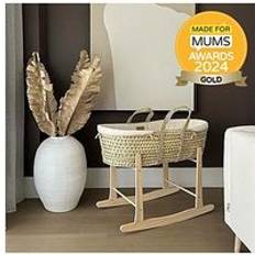 White Bassinetts Kid's Room Clair De Lune Palm Moses Basket with Rocking Stand Cream