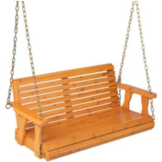 Orange Canopy Porch Swings SUGIFT 2-Person Wooden Porch Swing