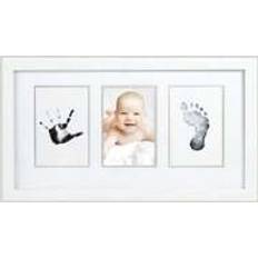Plast Fotoramar & Avtryck Shein 1pc Baby Handprint & Footprint Kit With Black Ink Pad, Imprint Paper And White Frame, Perfect Gift For Baby's Growing Up Memory